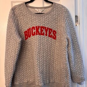 Buckeye Graphic Quilted Crewneck Sweatshirt - Gray with Red Logo